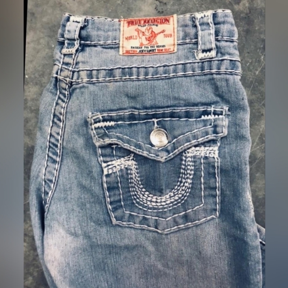 Authentic True Religion Faded Light Blue Denim Jeans - Picture 6 of 8